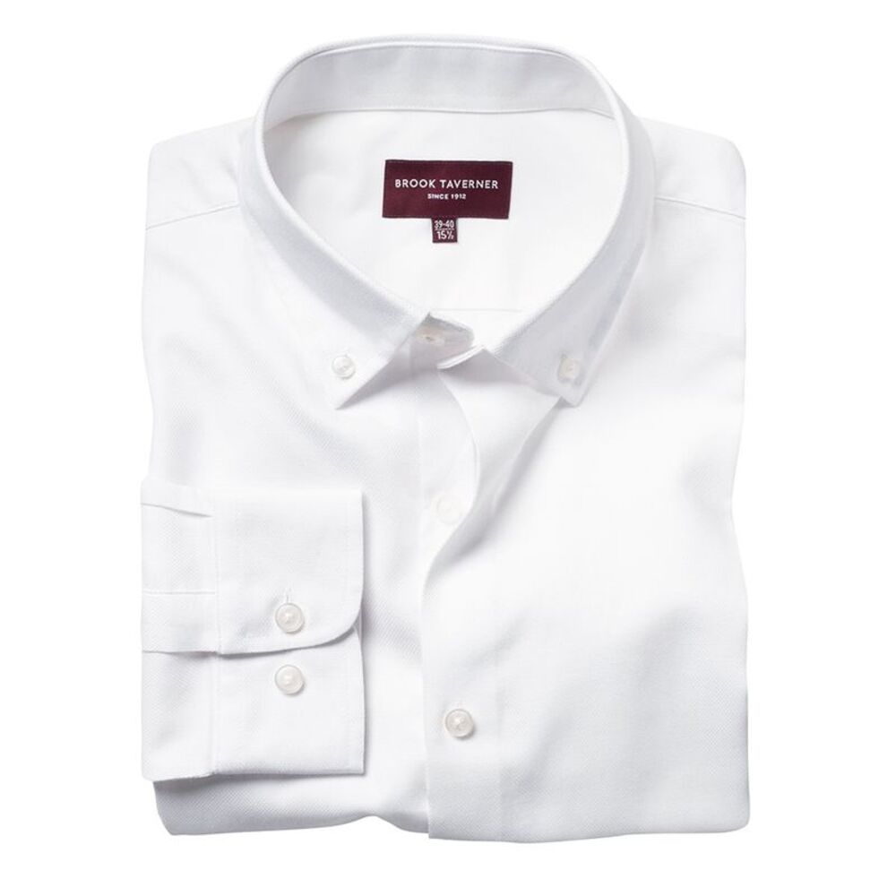 Brook Taverner Mens Toronto Long Sleeve Oxford Shirt / White